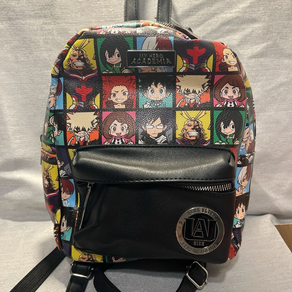 My Hero Academia Chibi Grid Mini Backpack Bag Bioworld Anime Black NWT